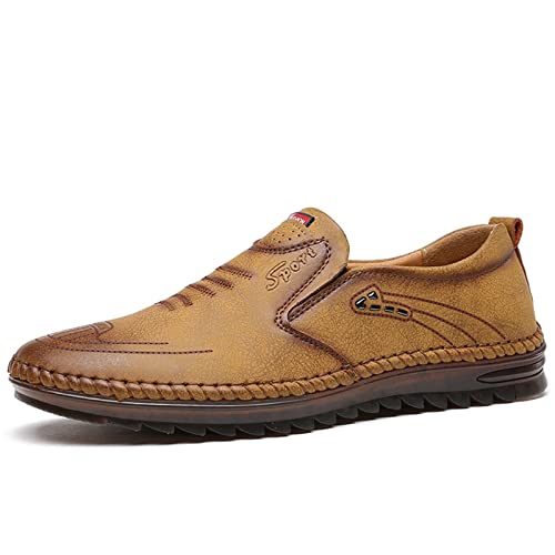 Herren-Loafer, Schlupfschuhe, Leder, bequeme Wanderschuhe für Herren, Wandern, Fahren, braun, 41 1/3 EU von Generic