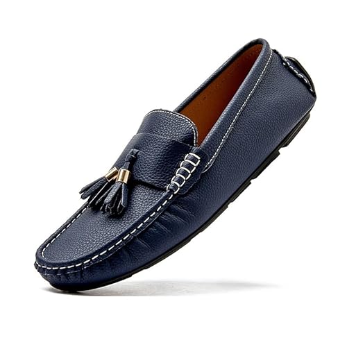 Herren-Loafer, quadratische Zehenpartie, PU-Leder, Penny-Loafer, leicht, rutschfest, bequem, klassisch, for Hineinschlüpfen(Blau,38 EU) von Generic