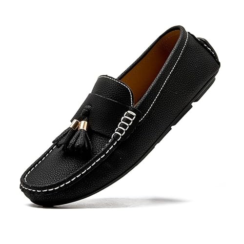 Herren-Loafer, quadratische Zehenpartie, PU-Leder, Penny-Loafer, leicht, rutschfest, bequem, klassisch, for Hineinschlüpfen(Schwarz,43 EU) von Generic
