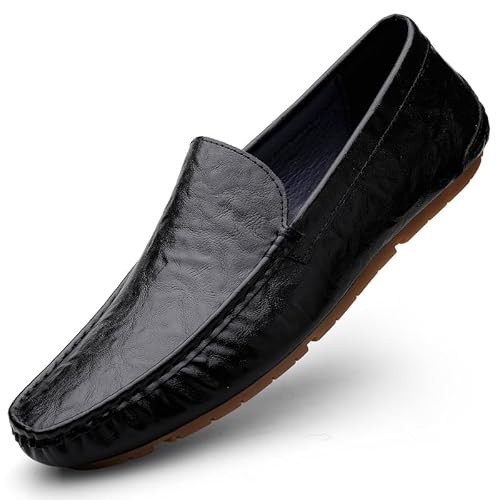 Herren-Loafer, runde Zehenpartie, PU-Leder, rutschfest, flexibel, bequem, for den Abschlussball, lässig for Hineinschlüpfen(Color:Schwarz,Size:43 EU) von Generic