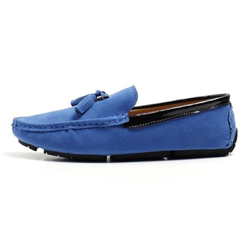 Herren-Loafer, runde Zehenpartie, veganes Wildleder, Fahr-Loafer mit Quaste, bequem, Flacher Absatz, widerstandsfähig, for Schlupfen(Royal Blue,43 EU) von Generic