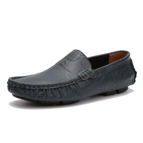Herren-Loafer, schlicht, einfarbig, PU-Leder, rutschfest, leicht, bequem, klassisch, for Hineinschlüpfen(Blau,39 EU) von Generic
