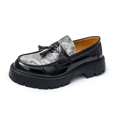 Herren Loafer Lackleder Flach Atmungsaktiv Freizeitschuhe Handgefertigt Slip on Driving Mode Business Schuhe,Schwarz,39 EU Herren Loafer Lackleder Flach Atmungsaktiv Freizeitschuhe Handgefertigt Slip on Driving Mode Business Schuhe,Schwarz,39 EU von Generic