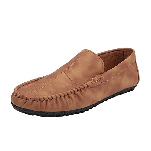 Herren Loafer Schuhe Mokassins Schuhe Einfarbig Patchwork PU Leder Anti-Rutsch Flexibel Widerstandsfähig Lässig Slip On(Khaki,41 EU) von Generic
