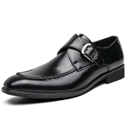 Herren Loafer Schuhe Slip auf Leder Brogues Moccasion Schnalle Schuh rutschfeste Business Office Formale Schuhe,Schwarz,43 EU von Generic