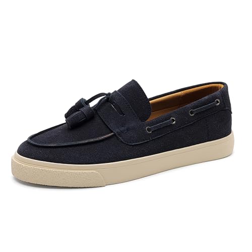 Herren Loafers & Slip-Ons 4-Eye Boot Schuhe Bequeme Wildleder Casual Loafers Für Männer,Marine,42.5 EU von Generic