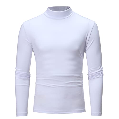 Herren Longsleeve Rollkragenpullover Casual Regular Fit Mock Tops Rot von Generic