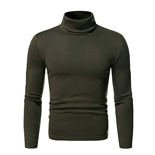 Herren Longsleeve Rollkragenpullover - Casual Unterwäsche Tops Basic Stretchy Regular Fit Rolli - Wollkragen Pullover Baumwolle Mit Elestan - Schwarz von Generic