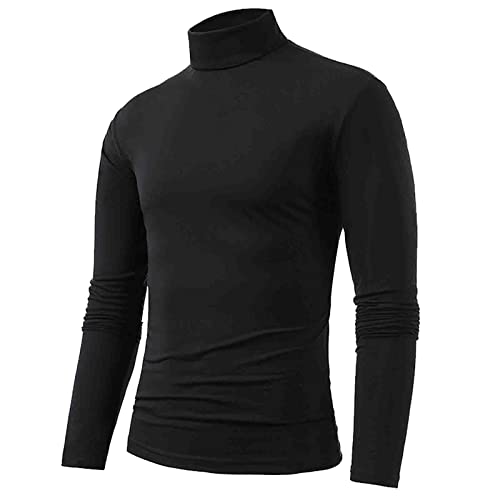 Herren Longsleeve Rollkragenpullover Regular Fit Langarmshirts Rollkragen Pullover Baumwolle Sweatshirt Unterzieh Elastisch Einfarbig von Generic