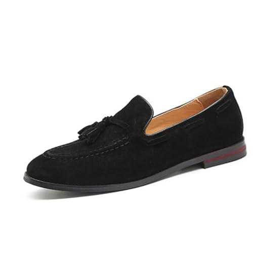Herren Luxus Penny Loafer Schuhe Slip-On Wildleder Loafers Foraml Kleid Büro Casual Schuhe Mit Quaste,Schwarz,40 EU von Generic