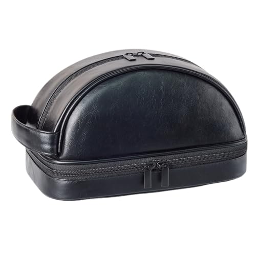 Herren-Make-up-Tasche aus Leder mit großer Kapazität, Reise-Kulturtasche(Black) von Generic