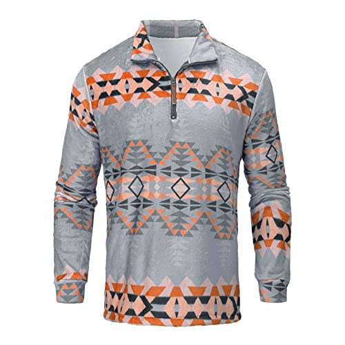 Herren-Mantel-Sweatshirt, warmer V-Ausschnitt, mit Reißverschluss, Retro-Muster, Stehkragen, verdickter Winterpullover Herren Sweater (Brown, XL) von Generic