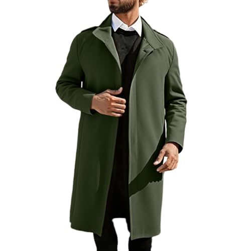 Herren Mantel Winter, Trenchcoat Herren Lang Übergang Mäntel Warm Wintermantel Slim Fit Elegant Lodenmantel Revers Klassisch Herrenmantel Einreihig Business Coat Thermo Winterjacke für Herbst Alltag von Generic