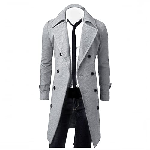 Herren Mantel Winter Dicke Wolle Trenchcoat Peacoat Herren Herbst und Winter Warm Weich Mantel Jacke Casual Warm Zweireiher Mittellang Windbreaker Wollmäntel Jacke Gepolsterte Weste Mantel für Männer, von Generic