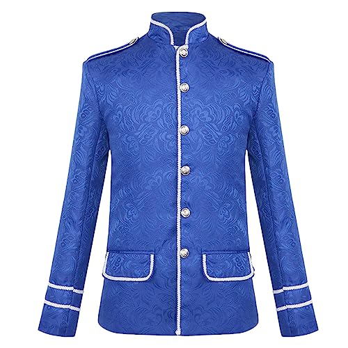 Herren Mittelalter Kleidung Gothic Steampunk Frack Mantel Retro Kurze Jacke Männer Mittelalter Vintage Sakko Blazer Uniform Smoking für Karneval Fasching Halloween Kostüm Party Cosplay Festival Outfit von Generic