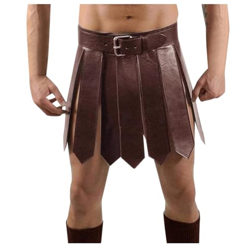 Herren Mittelalterlich Gladiator PU-Lederrock Römisch Krieger Taillengürtel Punk Stil Rockgürtel Halloween Cosplay Party Kostüm Cosplay Kostüm von Generic