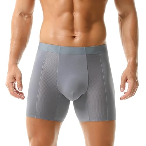 Herren Modal Unterwäsche Nahtlose Langes Bein Boxershorts Anti Chafing Unterhosen Atmungsaktiv Breiter Bund Gummibund Weich Retroshorts Sport 2er Pack von Generic