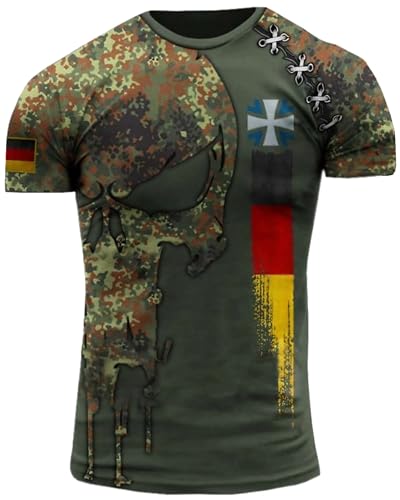 Herren Mode Krawatte Dye T-Shirt Casual Print T-Shirt Graffiti T-Shirt Deutschland Armee Bundeswehr Militär Camo Tarnung DE01 (DE/NL/SE/PL, Alphanumerisch, XXL, Regular, Regular, DE01) von Generic