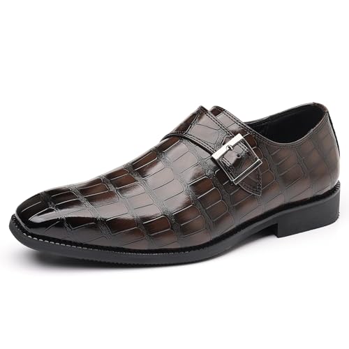 Herren Monkstrap Slipper Aus PU Leder Oxford Formelle Business Freizeitschuhe Bequeme Anzugschuhe Für Herren,Dark Brown,42.5 EU von Generic