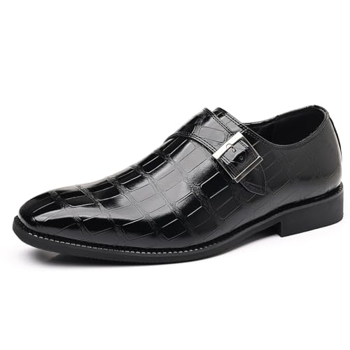 Herren Monkstrap Slipper Aus PU Leder Oxford Formelle Business Freizeitschuhe Bequeme Anzugschuhe Für Herren,Schwarz,38 EU von Generic