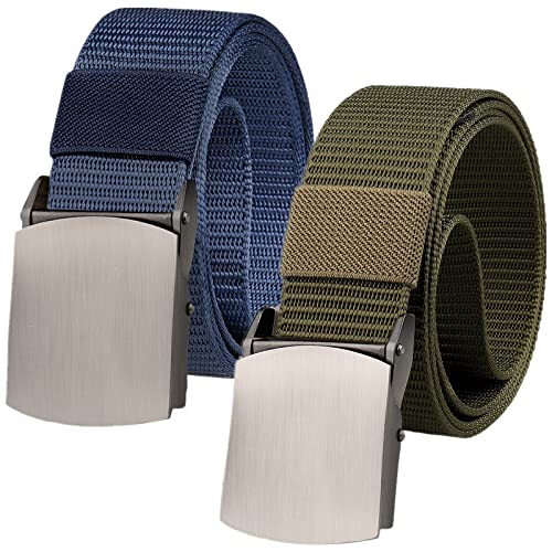 Herren Nylon Gürtel, leichter atmungsaktiver verstellbarer Stoff Canvas Gürtel mit strapazierfähiger Schnellverschluss Metallschnalle, 2er-Pack von Generic