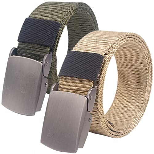 Herren Nylon Gürtel, leichter atmungsaktiver verstellbarer Stoff Canvas Gürtel mit strapazierfähiger Schnellverschluss Metallschnalle, 2er-Pack von Generic