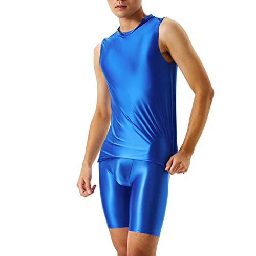 Herren ÖL Glanz Body Ärmellos/Kurzarm Bodysuit mit Bein Einteiler Kompression Unterwäsche Sport Trikot Leotard Herren Body Stringer Bodysuit Overall Unterhemd Männer Unterwäsche von Generic