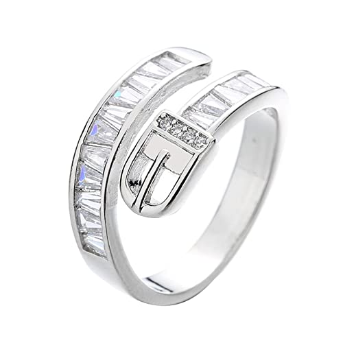 Herren Ohr Ringe Persönlichkeit Gürtelschnalle Ring Damen Leichter Luxus Offener Ring Persönlichkeitsring Ring (Silver, One Size) von Generic