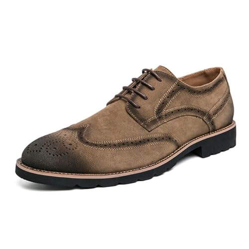 Herren Oxford Kleid Schuhe Leichte Mode Formell Business Brogue Schnürung Design Unkraut Jäten Abschlussball Schuhe,Gelb,41 EU von Generic