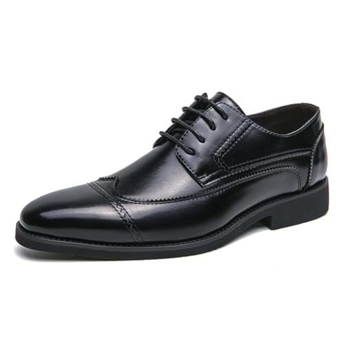 Herren Oxford Schnürschuh aus Leder für Hochzeitsanzug Smoking Lederkleid Brogue,Schwarz,38 EU von Generic