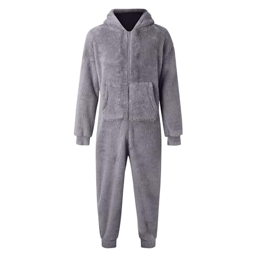 Herren Paar Jumpsuit Kuschelig Lustig Lang Pyjama Winter Warm Plüsch Overall Schlafoverall Reißverschluss Teddy Fleece Einteiler Onesie Einteiler Onesie Schlafanzug von Generic