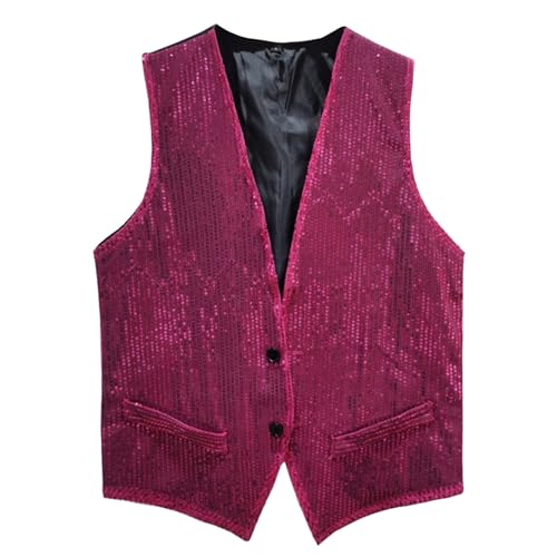 Herren Pailletten Hemd Pailetten Weste Glitzer Weste Herren Damen Kostüm Zubehör Disco Karneval und Mottoparty Kostüm Pailetten Weste Gold Silber Schwarz Weinrot Karneval Pailletten von Generic