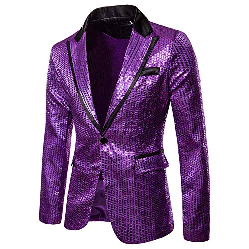 Herren Pailletten Sakko Gold Glitzer Blazer Slim Fit Hochzeit Mantel Langarm Mantel Anzug Herrenjacke Performance-Kostüm für Hochzeit und Party Formelle Kleidung für Herren von Generic