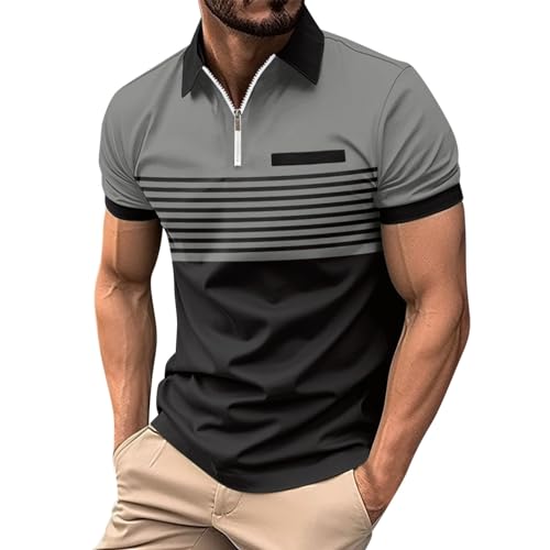 Herren Poloshirt Kurzarm Polohemd Polo Klassisches,Poloshirt Herren Grau,Poloshirt Leinen Herren,Polo T Shirt Besticken,Polohemd Kurzarm,Strick Polo Herren von Generic