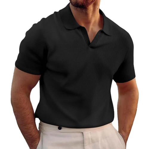 Herren Poloshirt Kurzarm Sport Golf Polo Shirts Slim Fit T-Shirt Sommer Polohemd für Männer Ohne Knöpfe Poloshirt Sport Tshirts V Ausschnitt Funktionsshirt Herren mit Kragen Fitness Shirt Herren Poloshirt Kurzarm Sport Golf Polo Shirts Slim Fit T-Shirt Sommer Polohemd für Männer Ohne Knöpfe Poloshirt Sport Tshirts V Ausschnitt Funktionsshirt Herren mit Kragen Fitness Shirt von Generic