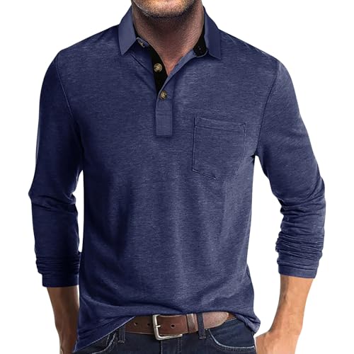 Herren Poloshirts Langarm Golfshirts Schnelltrocknend Atmungsaktiv Outdoor Funktionell Tennis Arbeit Casual Polo T-Shirts Tops 2024 Sommer Freizeit leichtes Atmungsaktiv Button Blau M Herren Poloshirts Langarm Golfshirts Schnelltrocknend Atmungsaktiv Outdoor Funktionell Tennis Arbeit Casual Polo T-Shirts Tops 2024 Sommer Freizeit leichtes Atmungsaktiv Button Blau M von Generic
