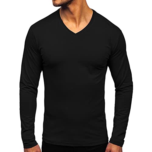 Herren Pullover Langarm - Langarmshirt Herren V Ausschnitt Sweatshirt Warm Halten Stylischer Einfarbig Casual Hoodless Oberteile Top Pulli Winterpullover für Männer Herbst Winter von Generic