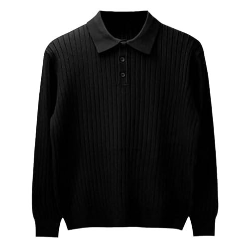 Herren Pullover Mit Polokragen Strick Pullover Langarmshirt Strickpullover Männer Pulli Winterpullover Basic Einfarbig Poloshirt Regular Fit Herren Polokragen Pullover Langarm Feinstrick Polo Baggy von Generic
