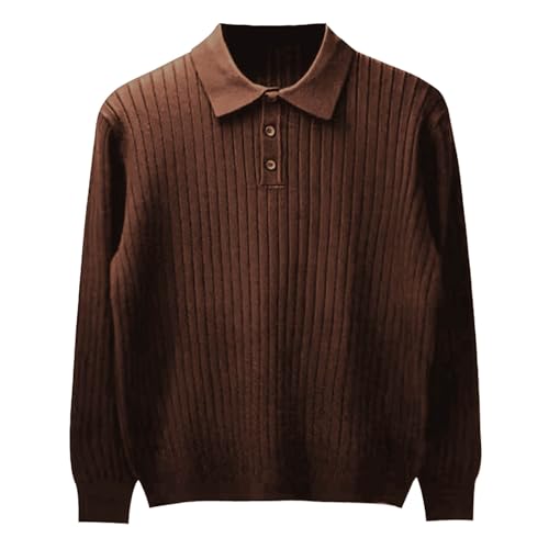 Herren Pullover Mit Polokragen Strick Pullover Langarmshirt Strickpullover Männer Pulli Winterpullover Basic Einfarbig Poloshirt Regular Fit Herren Polokragen Pullover Langarm Feinstrick Polo Baggy von Generic
