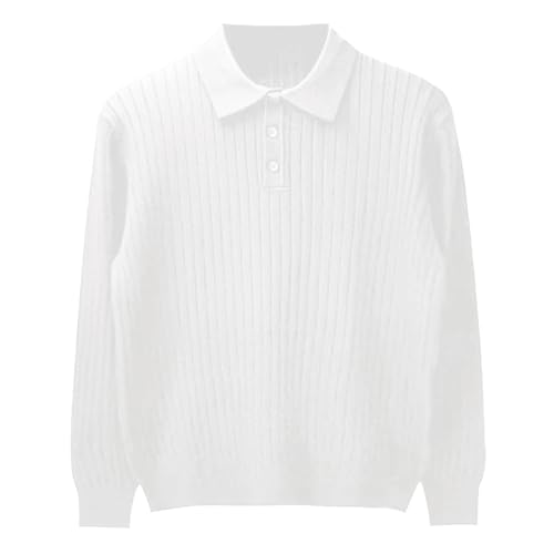 Herren Pullover Mit Polokragen Strick Pullover Langarmshirt Strickpullover Männer Pulli Winterpullover Basic Einfarbig Poloshirt Regular Fit Herren Polokragen Pullover Langarm Feinstrick Polo Baggy von Generic