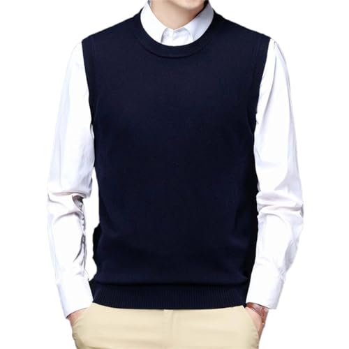 Herren Pullover Weste Ärmellos V Ausschnitt Rundhals Strickpullover Weste Strickweste, navy, Medium von Generic