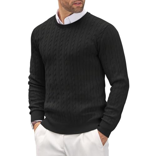 Herren Pullover mit Rundhalsausschnitt Strickpullover Feinstrick Winterpullover Sweater Männer Basic Warmer Strickpulli Slim Fit Knitted Shirt Einfarbig Oberteile Freizeit Sweatshirt von Generic