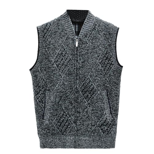 Herren Pullunder Strickweste Fleece-Fütterung Ärmellose Dicke Cardigan Gestrickt Strickjacke Mit Reißverschluss Übergangsjacke Warme Winterjacke Sweatjacke Herren Pullunder Strickweste Fleece-Fütterung Ärmellose Dicke Cardigan Gestrickt Strickjacke Mit Reißverschluss Übergangsjacke Warme Winterjacke Sweatjacke von Generic