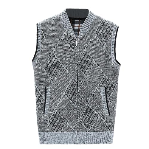 Herren Pullunder Strickweste Fleece-Fütterung Ärmellose Dicke Cardigan Gestrickt Strickjacke Mit Reißverschluss Übergangsjacke Warme Winterjacke Sweatjacke Herren Pullunder Strickweste Fleece-Fütterung Ärmellose Dicke Cardigan Gestrickt Strickjacke Mit Reißverschluss Übergangsjacke Warme Winterjacke Sweatjacke von Generic