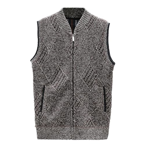 Herren Pullunder Strickweste Fleece-Fütterung Ärmellose Dicke Cardigan Gestrickt Strickjacke Mit Reißverschluss Übergangsjacke Warme Winterjacke Sweatjacke Herren Pullunder Strickweste Fleece-Fütterung Ärmellose Dicke Cardigan Gestrickt Strickjacke Mit Reißverschluss Übergangsjacke Warme Winterjacke Sweatjacke von Generic