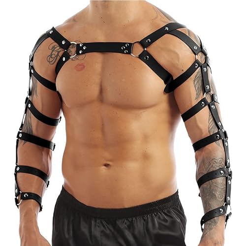 Herren Punk Gothic Leder Arme Schulter Muskel Catwalk Gürtel Brust Choker Body Harness Dekoration Gurt für Karneval (a) von Generic