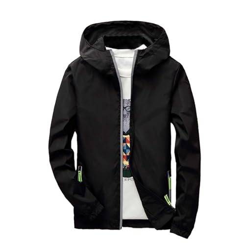 Herren Regen Jacke Atmungsaktiv mit Kapuze wasserdicht leichte Jacke und Reißverschlusstaschen Regenmantel für Outdoor Camping Wandern Herren Regen Jacke Atmungsaktiv mit Kapuze wasserdicht leichte Jacke und Reißverschlusstaschen Regenmantel für Outdoor Camping Wandern von Generic
