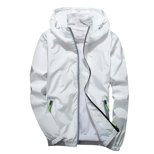 Herren Regen Jacke mit Kapuze wasserdicht leichte Jacke und Reißverschlusstaschen Regenmantel für Outdoor Camping Wandern Reflektierender Reißverschluss + normale Passform Herren Regen Jacke mit Kapuze wasserdicht leichte Jacke und Reißverschlusstaschen Regenmantel für Outdoor Camping Wandern Reflektierender Reißverschluss + normale Passform von Generic