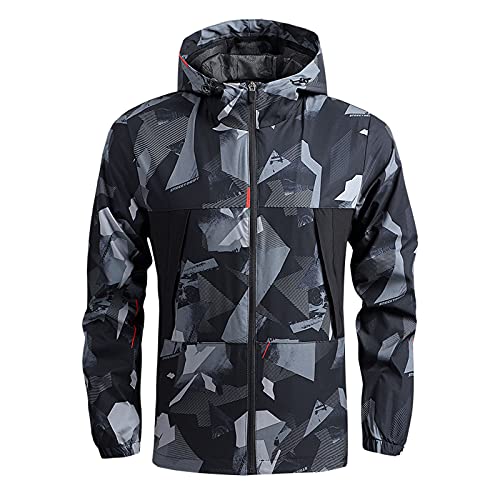 Herren Regenjacke Herren Wasserdicht Atmungsaktiv Große Größen Windbreaker Regenmantel mit Kapuze Herren Sport Jacken Leicht Sonnenschutz Regenanzug Mantel für Sommer Herbst von Generic