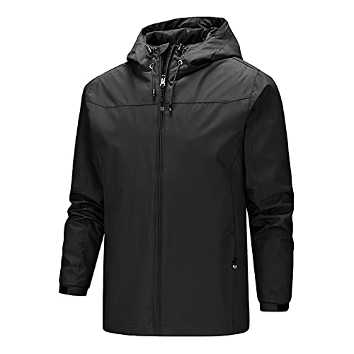 Herren Regenjacke Wasserdicht Herren Regenjacke Wasserdicht Atmungsaktiv Leicht Sommer Dünn mit Kapuze Fahrrad Windbreaker Jacke Outdoorjacke Sportjacke (Grey, L) von Generic